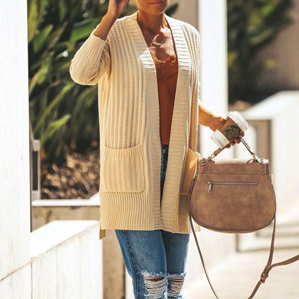 🔥 3/$16 🔥 065. Apricot Shawl Neckline Long Sleeve Cardigan with Pocket  Size L